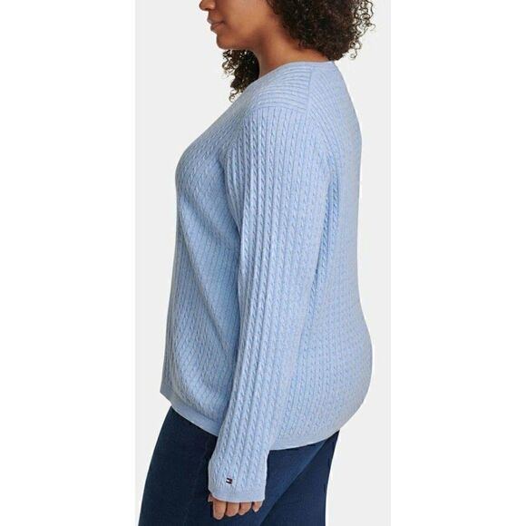 Tommy Hilfiger Cotton Sweater 0X Blue Plus Size - Picture 9 of 10